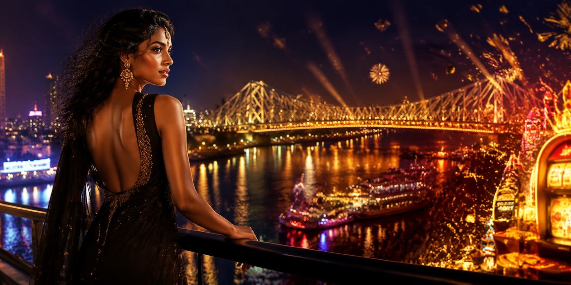 Evening entertainment and casino scene near Howrah Bridge Kolkata