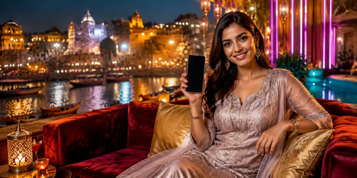 Evening at Varanasi Ghat with mobile casino application